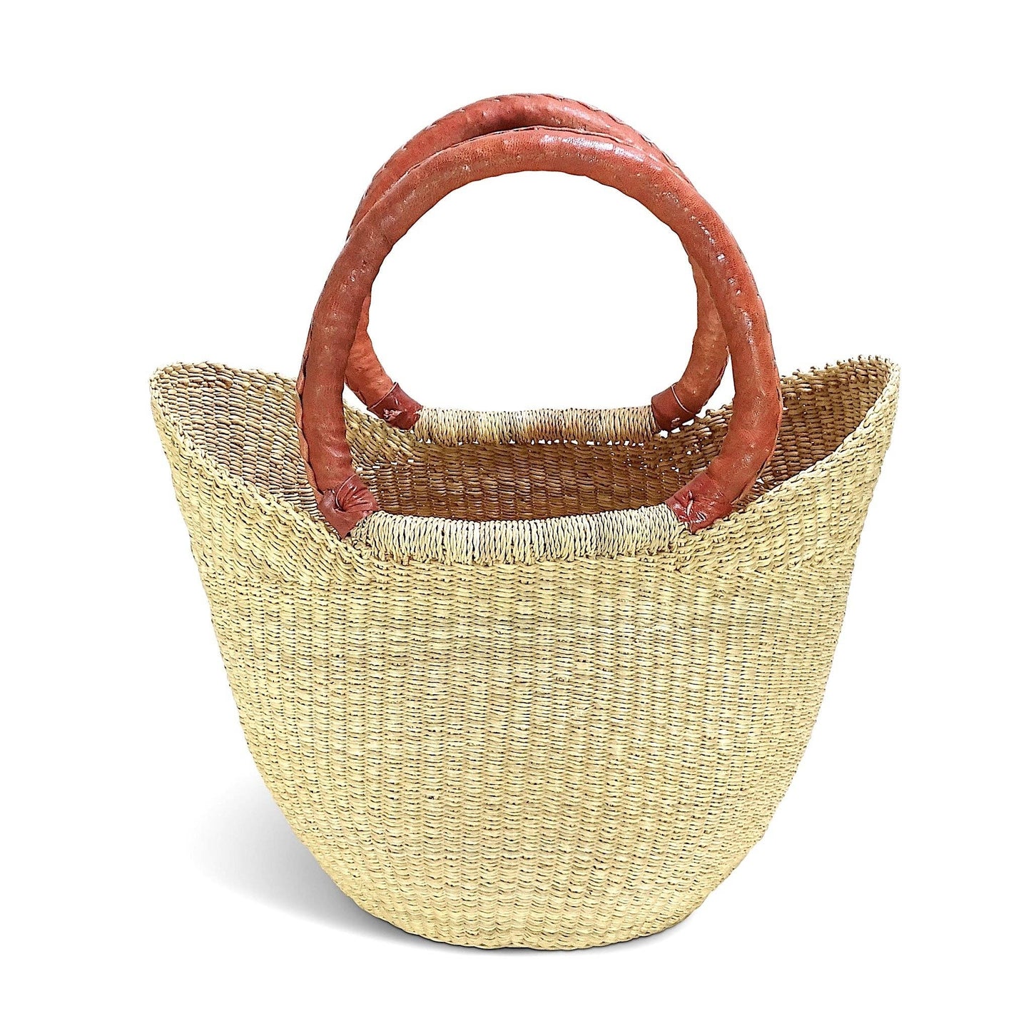 Ti-a Woven Goods - Ghanaian Lacey Medium Shopper Basket in Natural