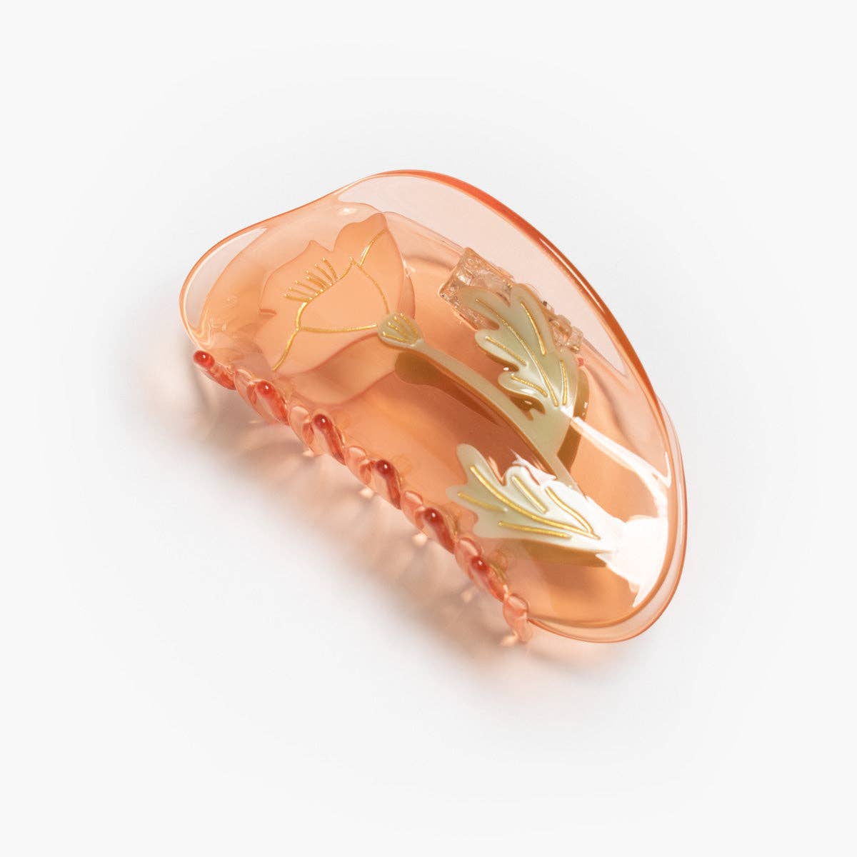 WINONA IRENE - California Poppy Wildflower Hair Claw in Clear Acetate