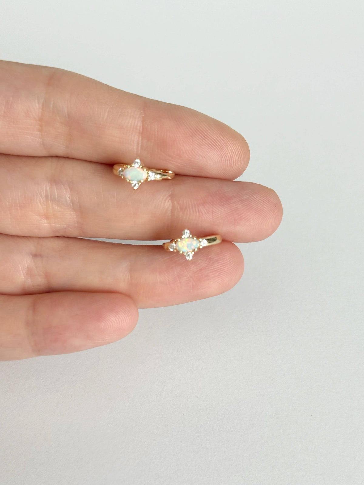 Opal Star Huggie Earrings