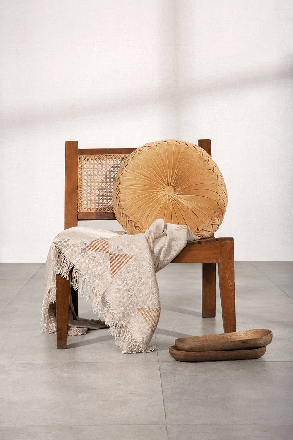 Casa Amarosa - Velvet Round Handmade Pillow, Clay - 16 Inch