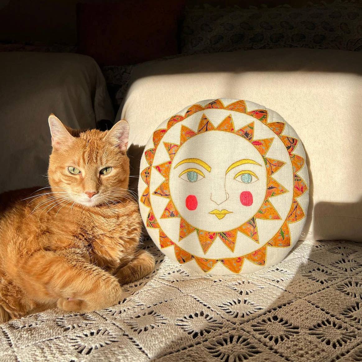 Bright Neon Handmade Sun Pillow