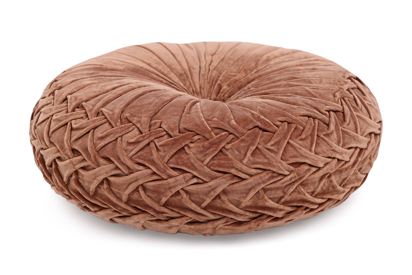 Casa Amarosa - Velvet Round Handmade Pillow, Mocha Brown - 16 Inch