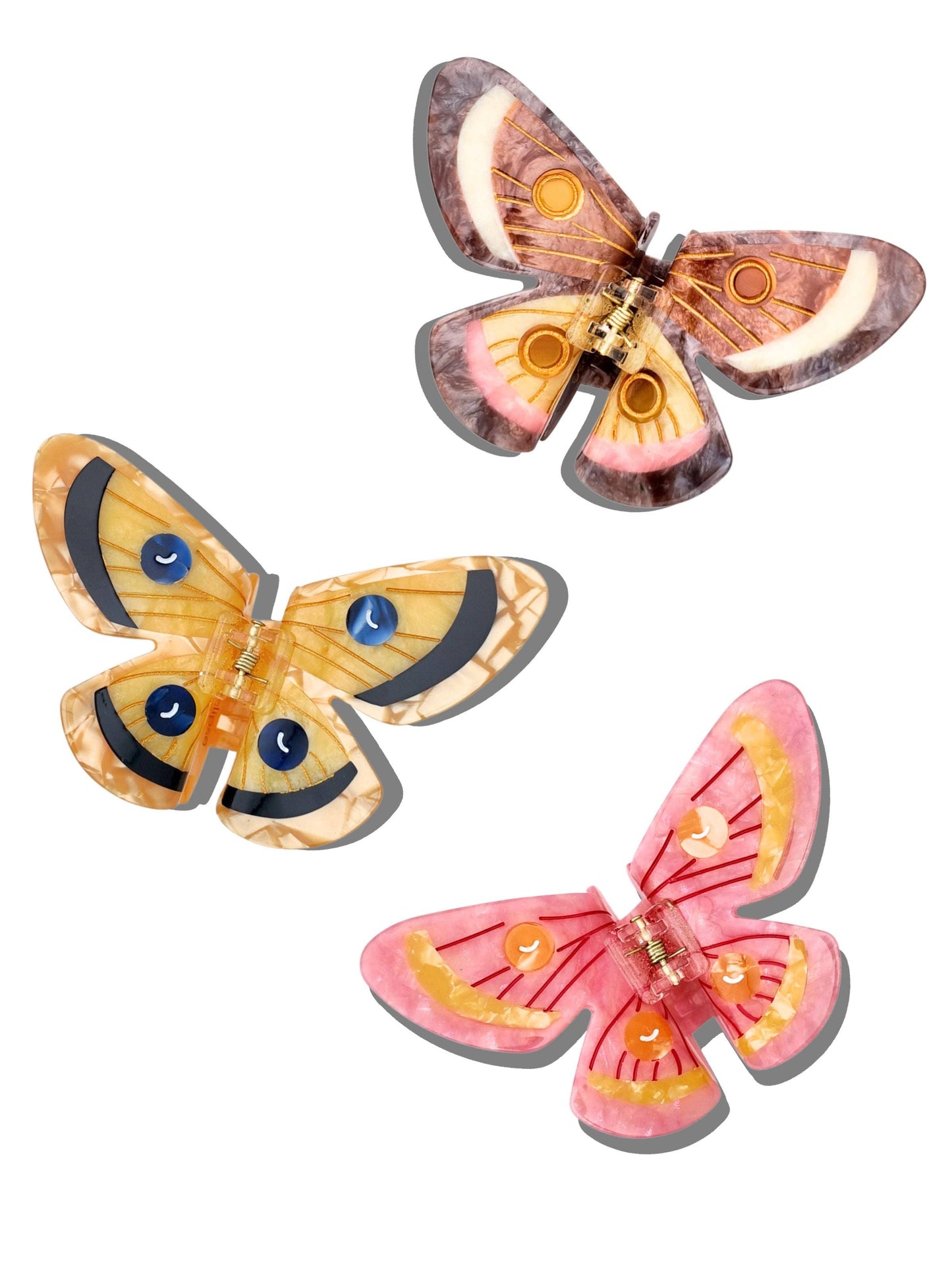 Solar Eclipse - Hand-painted Emperor Silk Moth Claw Hair Clip | Eco-Friendly: Brown