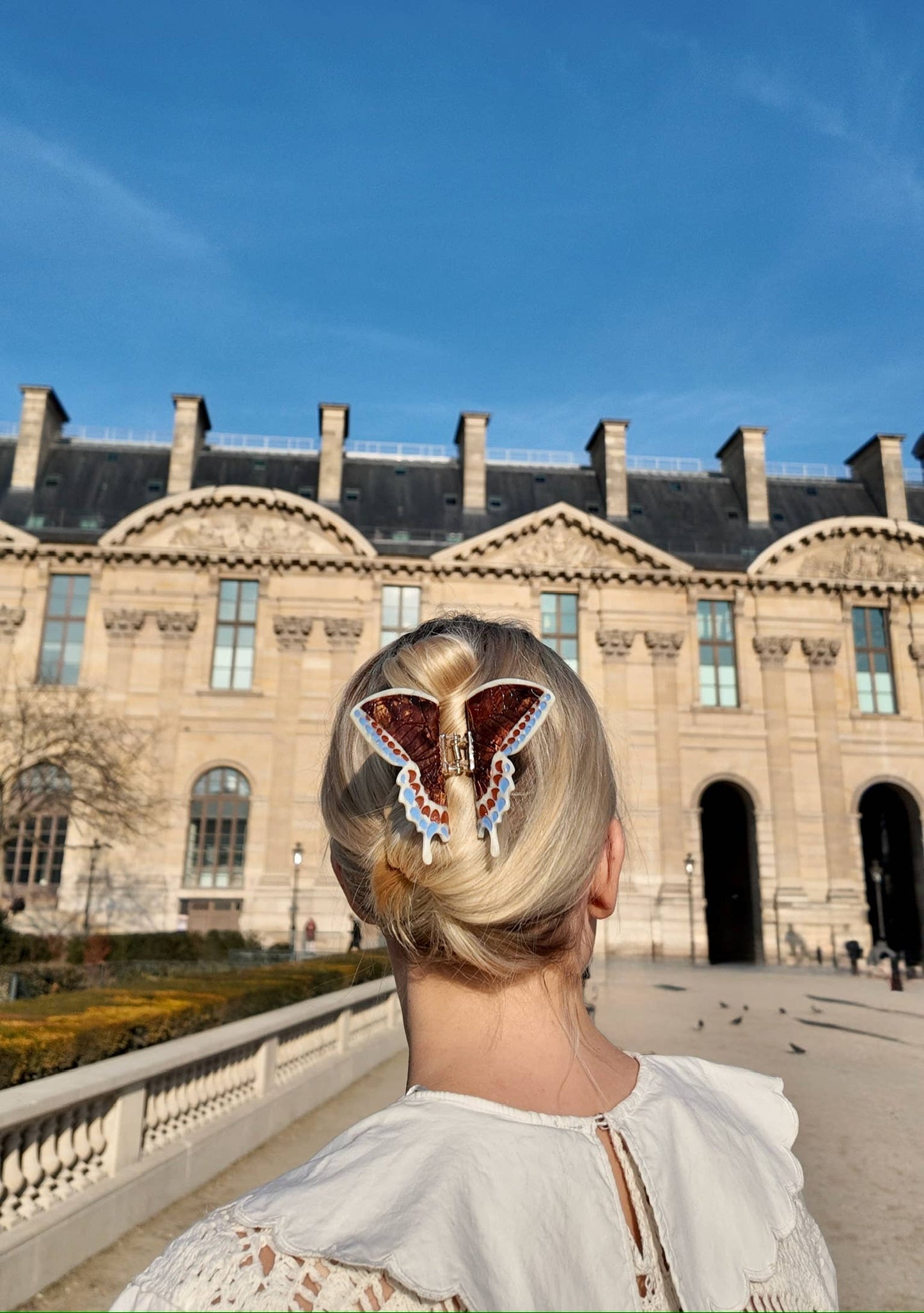 Solar Eclipse - Hand-painted Swallowtail Butterfly Claw Hair Clip: Brown