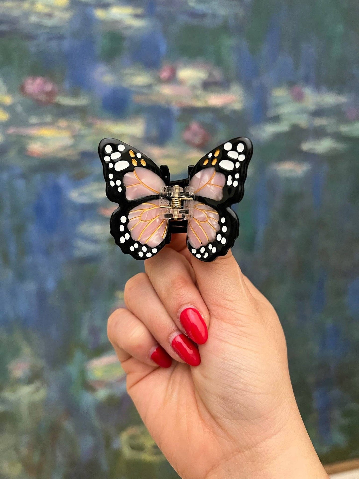 Solar Eclipse - Hand-painted Mini Monarch Butterfly Claw Hair Clip | Eco-Friendly: Orange