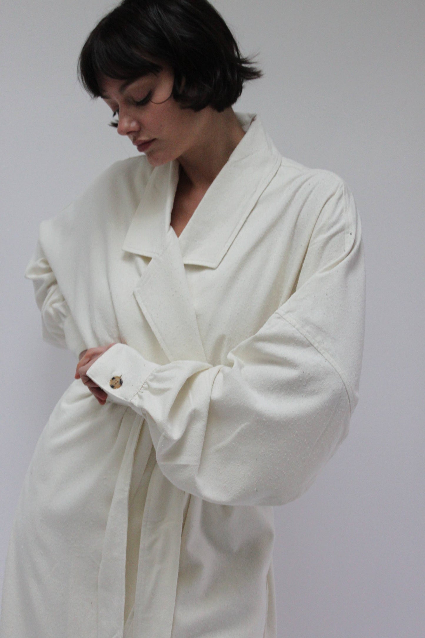 Na Nin - Layla Raw Silk Wrap Dress in Cream