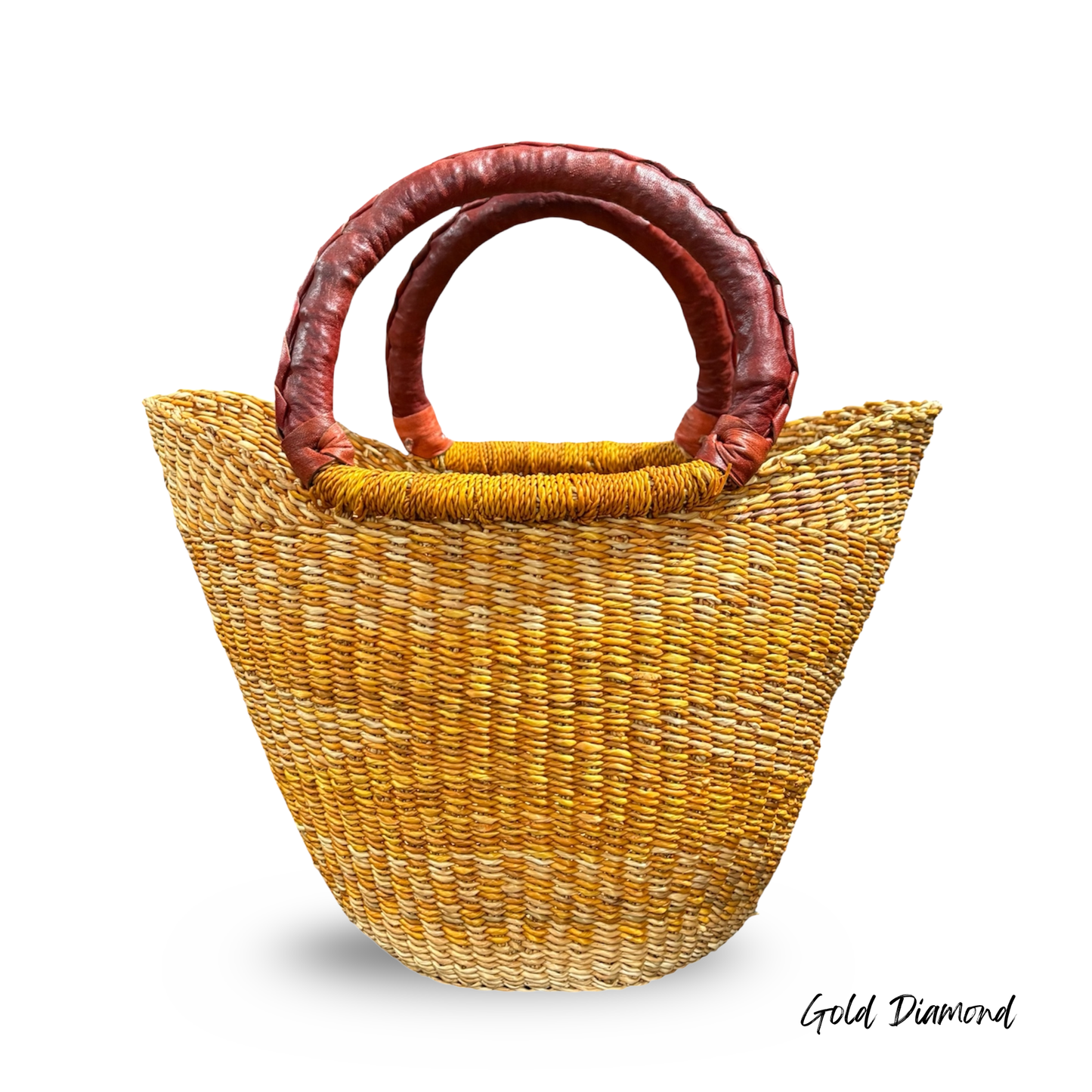 Ti-a Woven Goods - Ghanaian Lacey Medium Shopper Basket in Natural