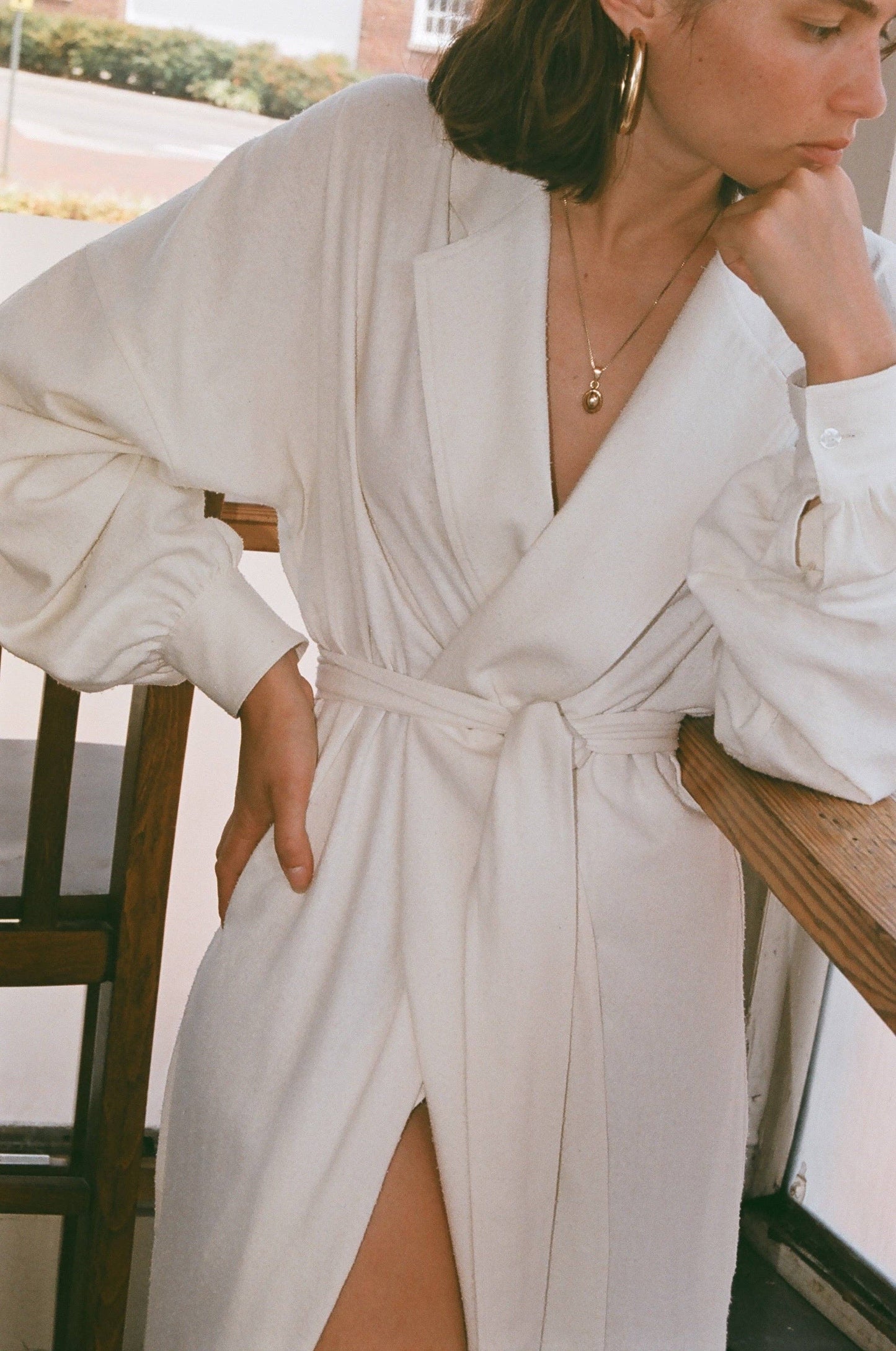 Na Nin - Layla Raw Silk Wrap Dress in Cream