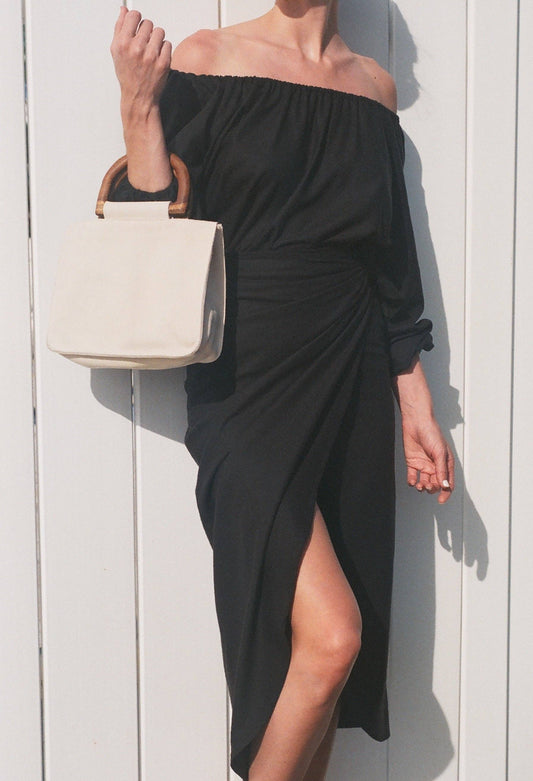 Na Nin - Bobbie Raw Silk Wrap Skirt: Black / L