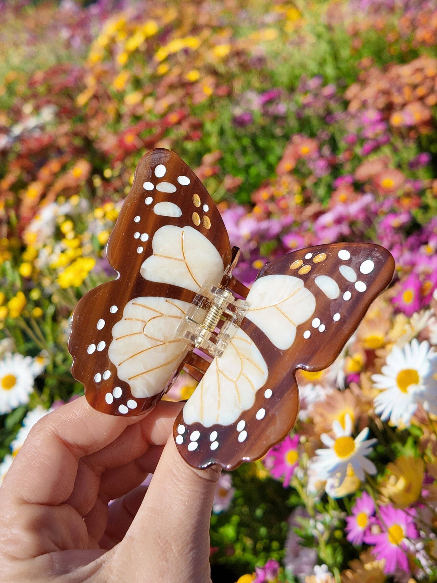 Solar Eclipse - Hand-painted Boho Monarch Claw Hair Clip | Eco-Friendly