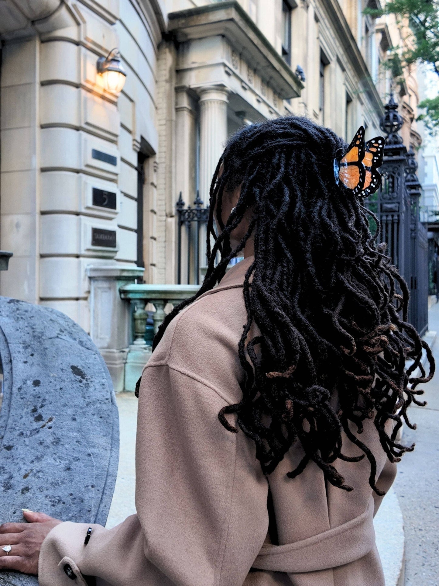 Solar Eclipse - Hand-painted Monarch Butterfly Claw Hair Clip | Eco-Friendly: Orange