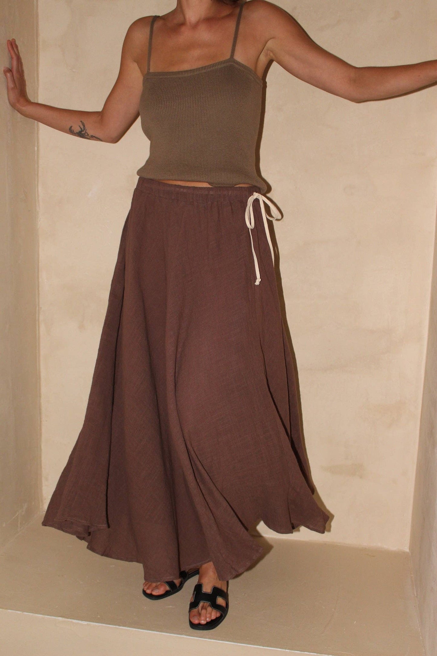 Na Nin - Laurel Cotton Gauze Skirt: Black