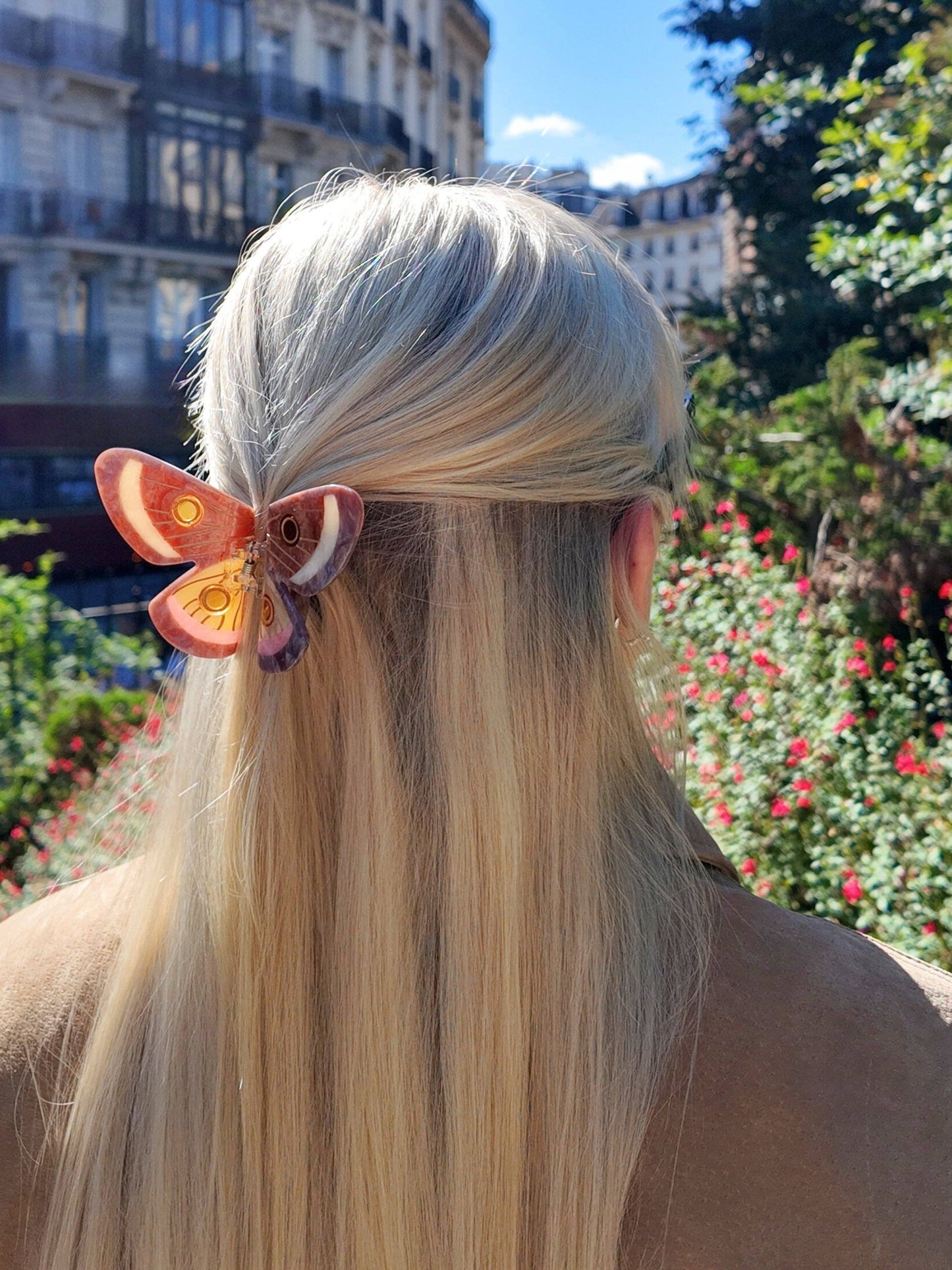 Solar Eclipse - Hand-painted Emperor Silk Moth Claw Hair Clip | Eco-Friendly: Brown