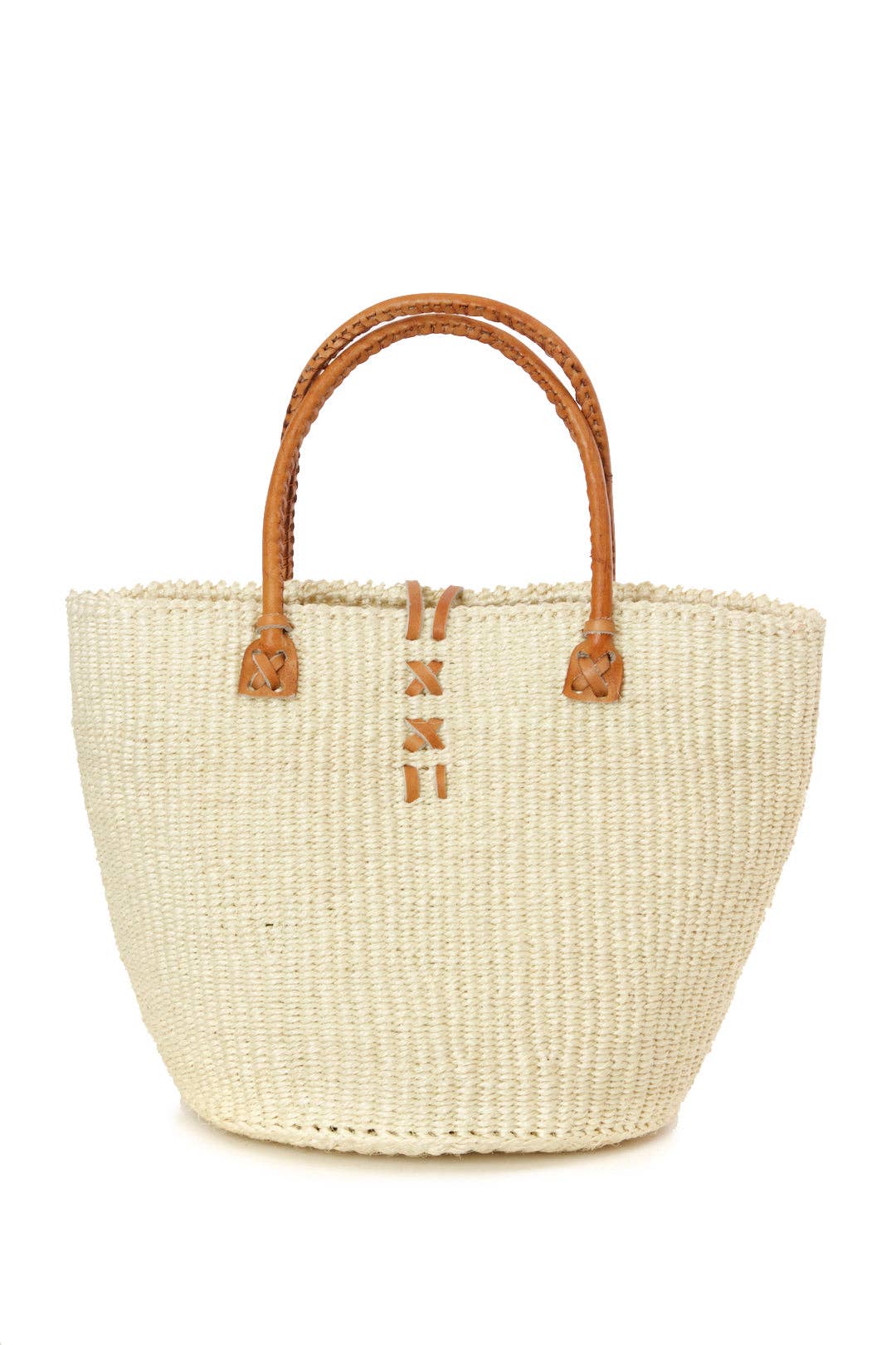Swahili | AFRICAN MODERN - Classic Natural Sisal Handbag with Leather Handles